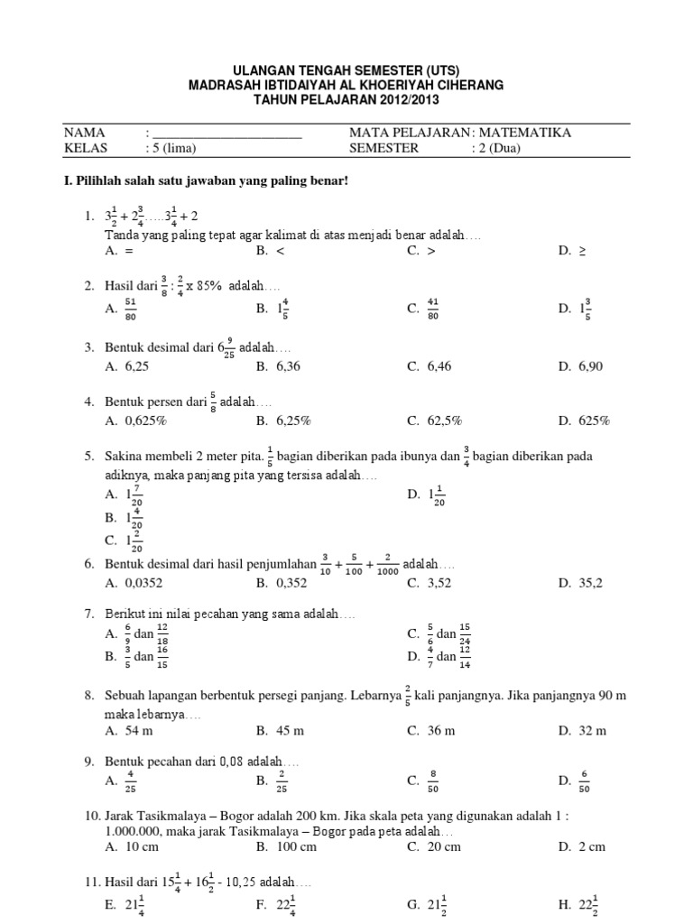 Soal Uts Kelas 5 Semester 1 Matematika Dalchaebi Soal Uts Kelas 5 Semester 1 Matematika Dalchaebi