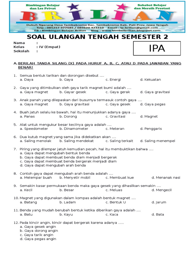 7 Rahasia Nilai Sempurna dengan Contoh Soal IPA Kelas 3 dan 4 SD Beserta Jawabannya