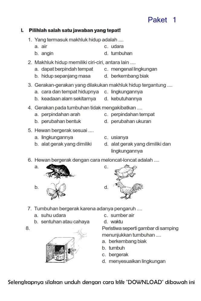 Mengukur Pemahaman Contoh Soal Ulangan Harian IPA Kelas 3 SD Bab 1