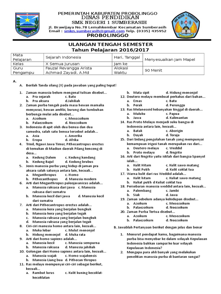 contoh soal uas sejarah kelas 11 semester 1 contoh soal uas sejarah kelas 11 semester 1