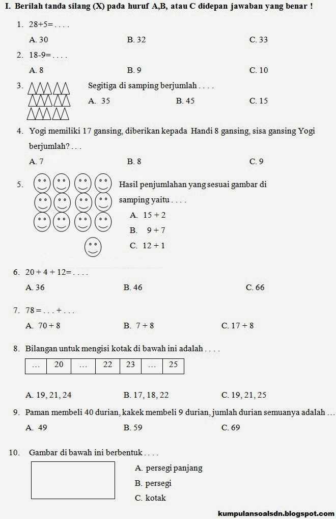 Contoh Soal Ujian Sementer 1 Matematika Kelas 8 Doc - Kita Belajar