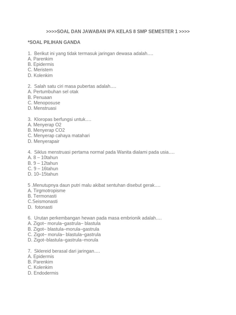 5 Contoh Soal IPA Kelas 8 Semester 1 yang Sering Muncul di Ujian, Wajib Tahu Sebelum Ulangan!