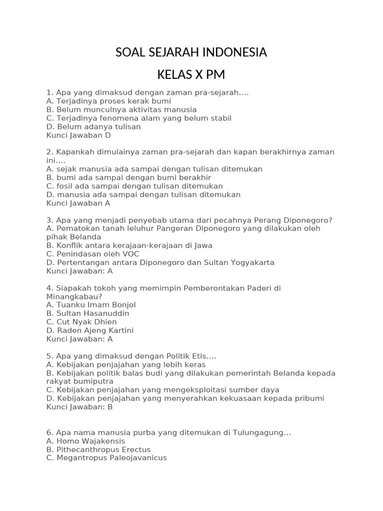Akhirnya Terungkap! 35 Soal Sejarah Indonesia Kelas X Semester 1 yang Wajib Kamu Kuasai