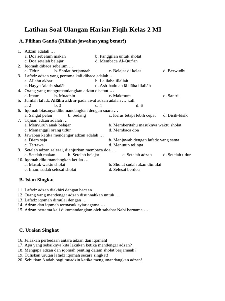 Ternyata Ini Rahasia Hanapi Bani Menguasai Soal Fiqih Kelas 2