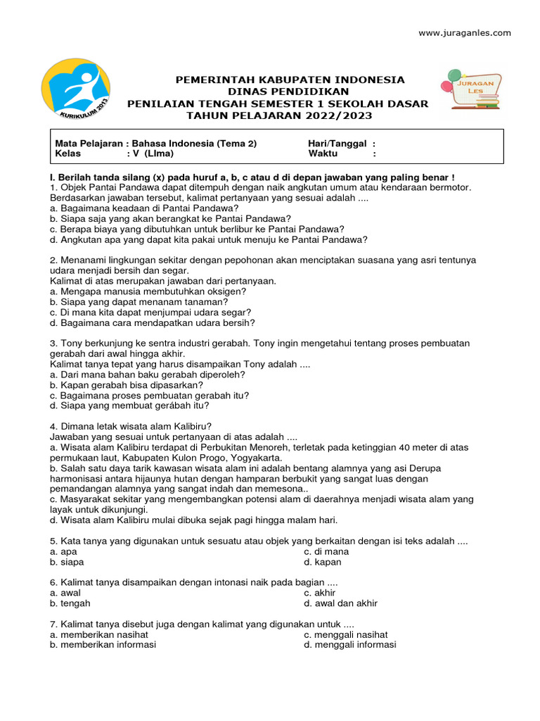 7 Rahasia Menguasai Contoh Soal Tematik Kelas 5 SD Tema 2 Jarang Diketahui Sebelum Ujian