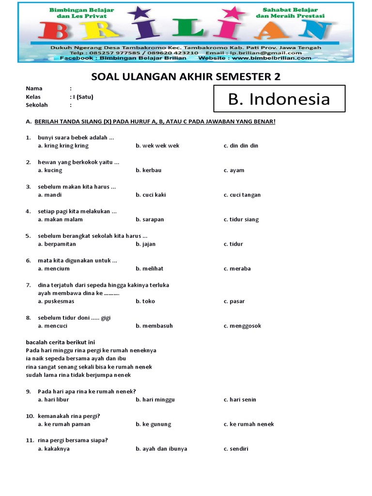 7 Rahasia contoh soal uas kelas 1 sd pdf yang wajib diketahui sebelum semester berakhir