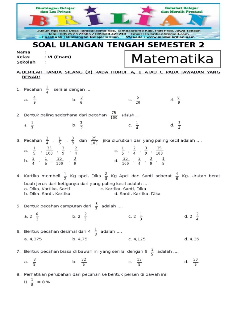 Akhirnya Ada Kunci Jawaban Lengkap Contoh Soal Matematika Kelas 6 SD Semester 2 Beserta Pembahasan Latihan 1.3 Nomor 1