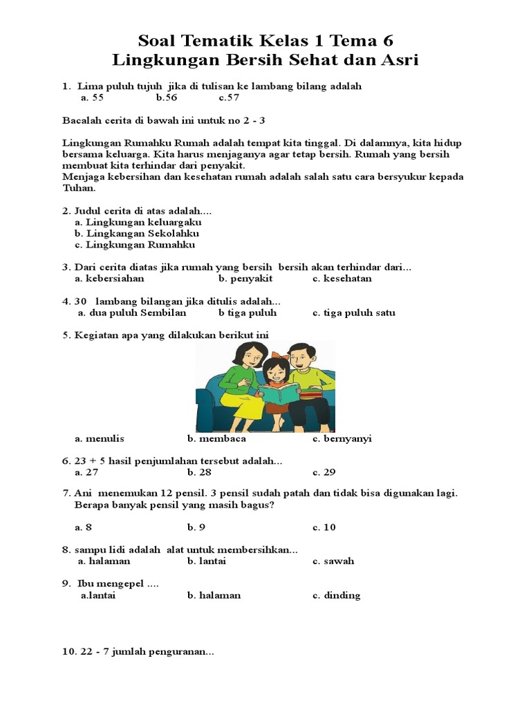 Kumpulan Contoh Soal UAS Kelas 1 Tema 6 Lengkap dengan Kunci Jawaban, Wajib Dipelajari Sebelum Ujian