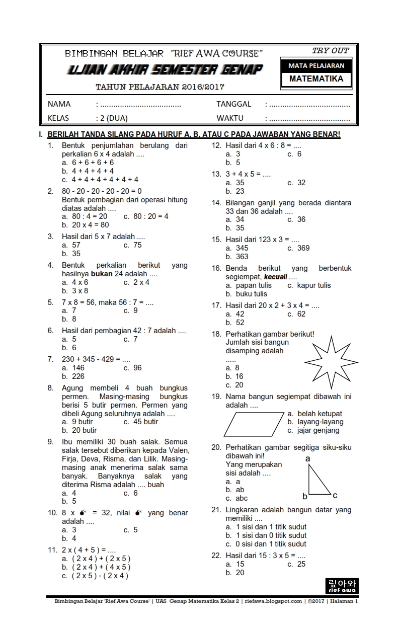 Ternyata Ini 7 Contoh Soal Matematika Kelas 4 SD Semester 2 Kurikulum 2013 yang Sering Muncul di Ujian