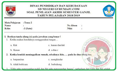 Ternyata Ini Contoh Soal UAS Kelas 1 Tema 2 Kurikulum 2013 yang Sering Muncul di Ujian