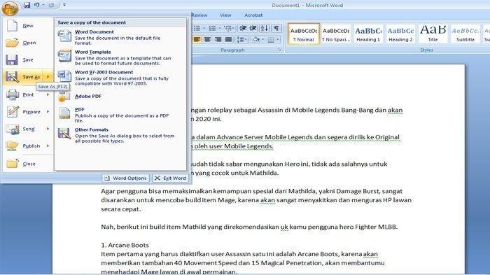 Ternyata Semudah Ini Cara Mengubah MS Word 2016 ke 2007 Sebelum Dokumen Tak Bisa Dibuka