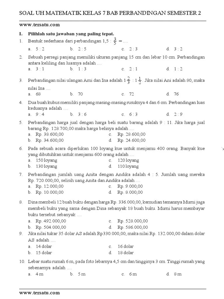 contoh soal matematika kelas 7 semester 2 beserta jawabannya contoh soal matematika kelas 7 semester 2 beserta jawabannya