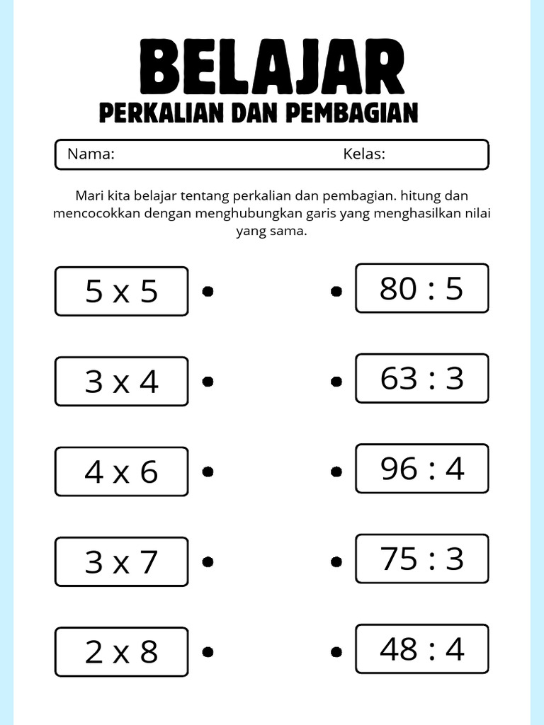 Bedakan Soal Cerita KPK dan FPB + Download Soal Perkalian dan Pembagian Kelas 3 SD Word