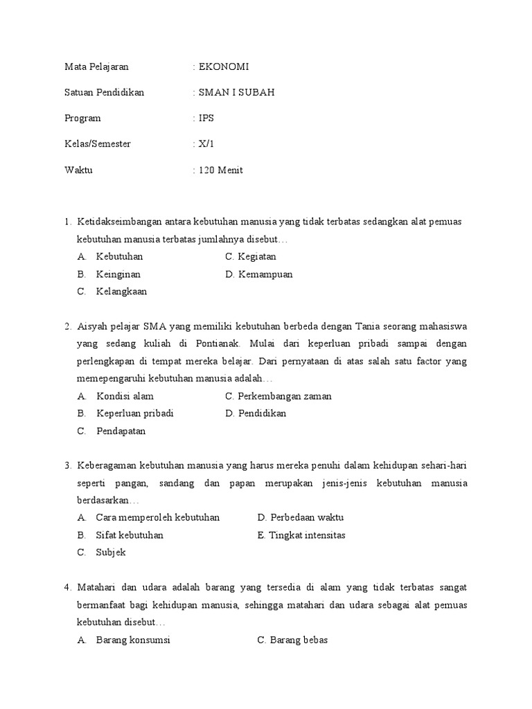 Contoh soal ekonomi bisnis kelas 10 semester 2 smk Pahami Jadwal Liga 1 2026 5 Langkah