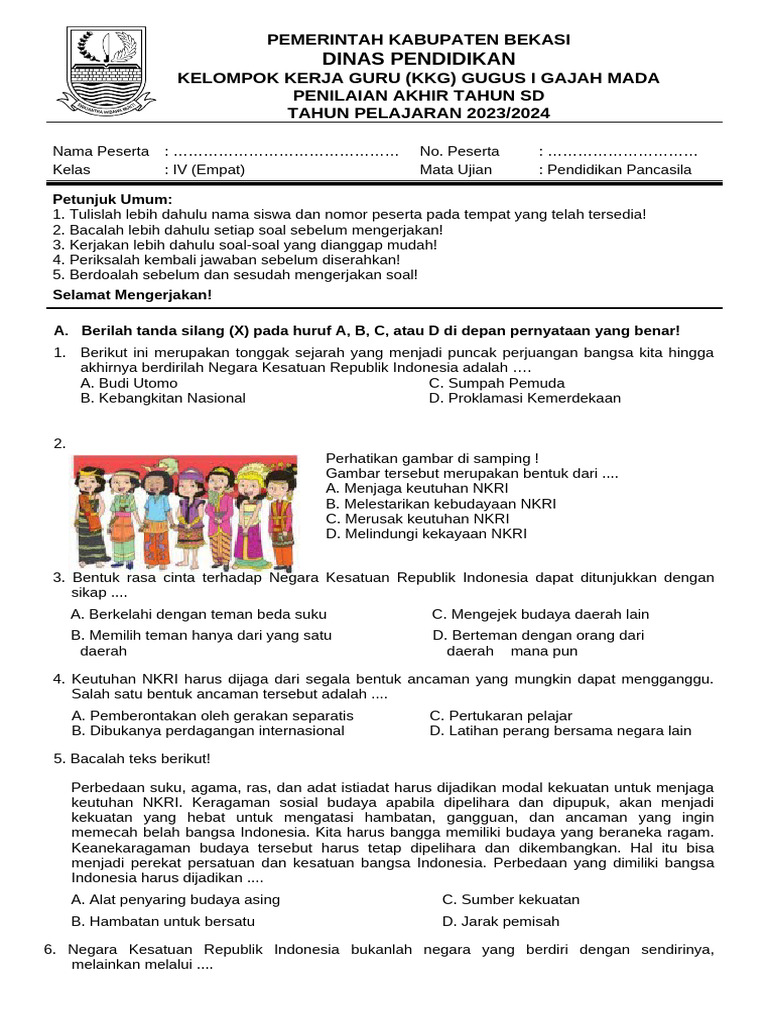 Ternyata Ini Kunci Jawaban Soal PKN Kelas 4 Kewajiban yang Sering Salah Dijawab