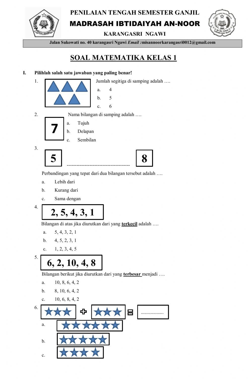 Wajib Tahu! 10 Contoh Soal UAS Kelas 1 Semester Pelajaran Matematika Terbaru