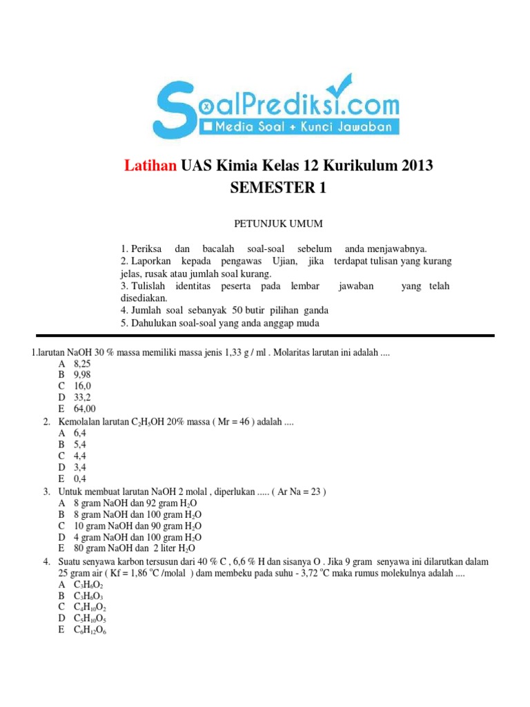 Wajib Tahu Bocoran Contoh Soal UAS Kelas 12 Semester 1 Agar Nilai Kamu Melejit