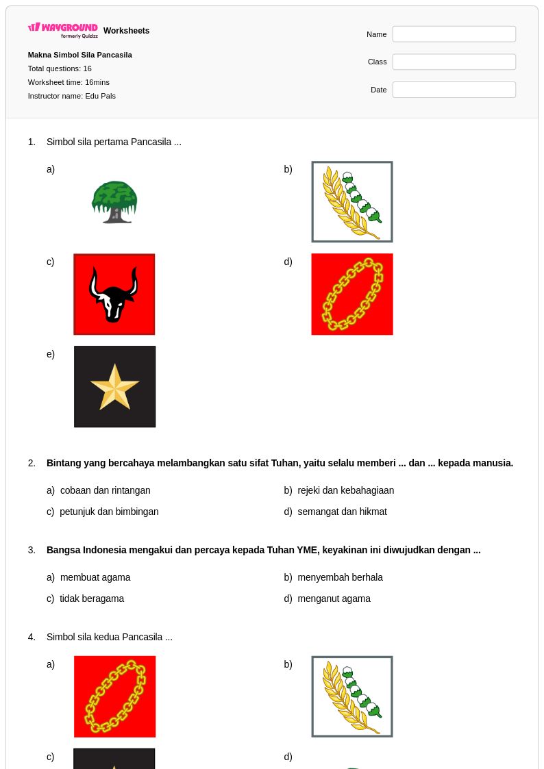 Wajib Tahu Jawaban Soal PKN Kelas 4 Makna Hubungan Simbol dengan Sila-sila Pancasila Wajib Tahu Jawaban Soal PKN Kelas 4 Makna Hubungan Simbol dengan Sila-sila Pancasila